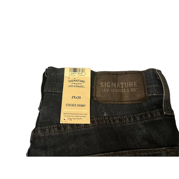 Signature Levi's Stacked Skinny Jeans Mens 29x30 Stretch Mid Rise Blue Dark Wash - Picture 9 of 11